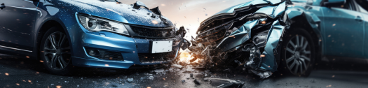 Image of two crashed cars with front end damage