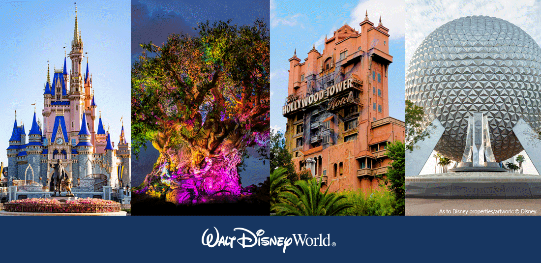 Collage of Walt Disney World Theme Parks